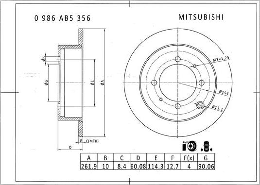 BOSCH 0 986 AB5 356 - Bremžu diski adetalas.lv