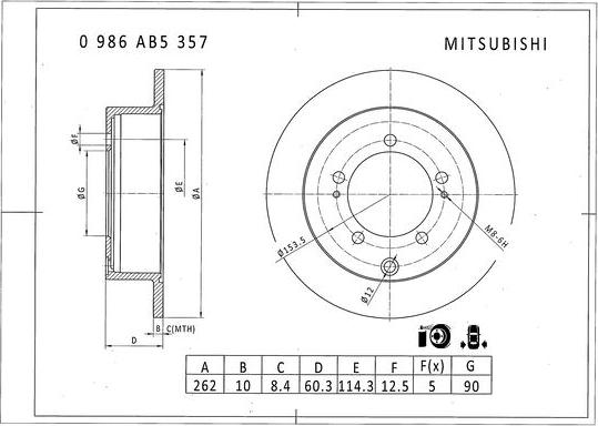 BOSCH 0 986 AB5 357 - Bremžu diski adetalas.lv