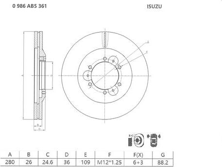 BOSCH 0 986 AB5 361 - Bremžu diski adetalas.lv