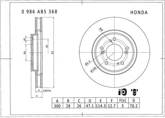 BOSCH 0 986 AB5 368 - Bremžu diski adetalas.lv