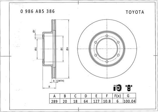 BOSCH 0 986 AB5 386 - Bremžu diski adetalas.lv