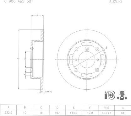 BOSCH 0 986 AB5 381 - Bremžu diski adetalas.lv