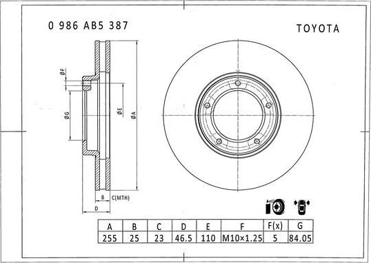 BOSCH 0 986 AB5 387 - Bremžu diski adetalas.lv