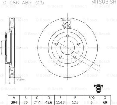 BOSCH 0 986 AB5 325 - Bremžu diski adetalas.lv