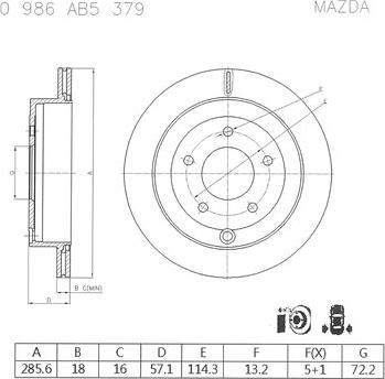 BOSCH 0 986 AB5 379 - Bremžu diski adetalas.lv