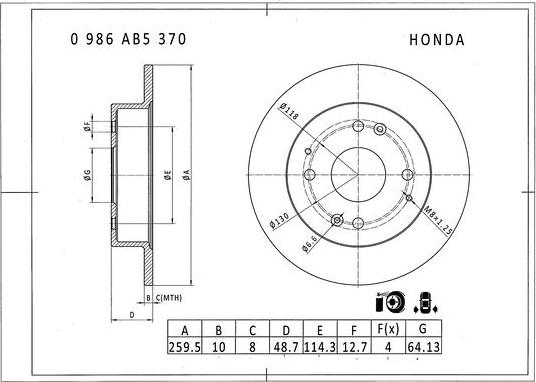 BOSCH 0 986 AB5 370 - Bremžu diski adetalas.lv