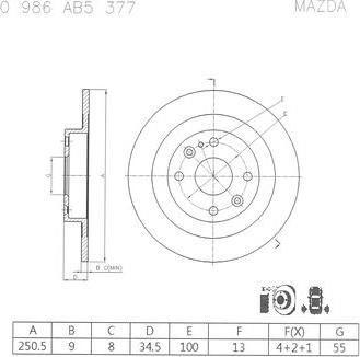 BOSCH 0 986 AB5 377 - Bremžu diski adetalas.lv