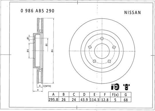 BOSCH 0 986 AB5 290 - Bremžu diski adetalas.lv