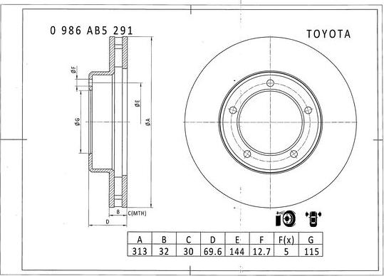 BOSCH 0 986 AB5 291 - Bremžu diski adetalas.lv