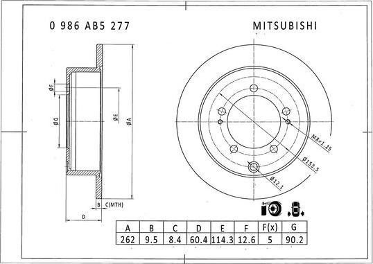 BOSCH 0 986 AB5 277 - Bremžu diski adetalas.lv