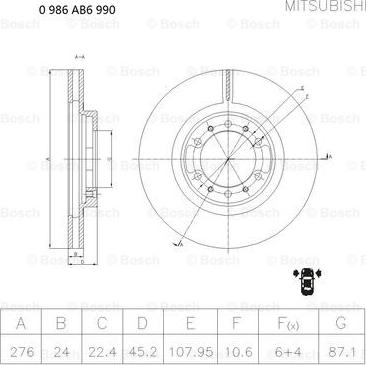 BOSCH 0 986 AB6 990 - Bremžu diski adetalas.lv