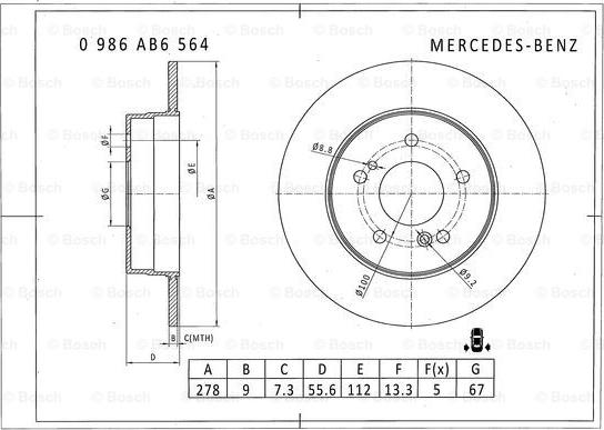 BOSCH 0 986 AB6 564 - Bremžu diski adetalas.lv