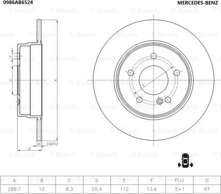 BOSCH 0 986 AB6 524 - Bremžu diski adetalas.lv