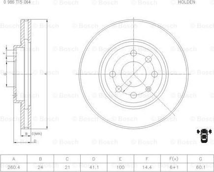 BOSCH 0 986 T15 064 - Bremžu diski adetalas.lv