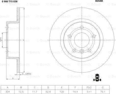 BOSCH 0 986 T15 038 - Bremžu diski adetalas.lv