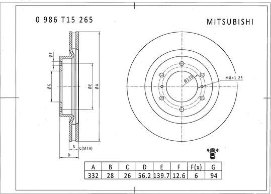 BOSCH 0 986 T15 265 - Bremžu diski adetalas.lv