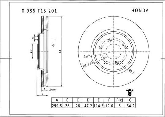 BOSCH 0 986 T15 201 - Bremžu diski adetalas.lv