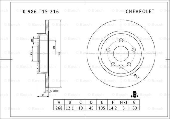 BOSCH 0 986 T15 216 - Bremžu diski adetalas.lv