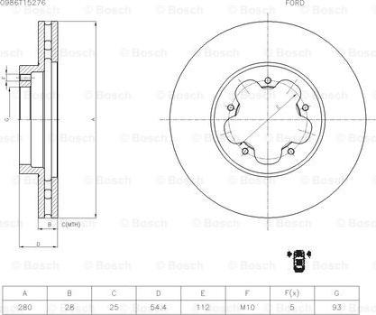 BOSCH 0 986 T15 276 - Bremžu diski adetalas.lv