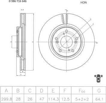 BOSCH 0 986 T16 646 - Bremžu diski adetalas.lv