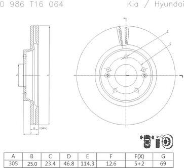 BOSCH 0 986 T16 064 - Bremžu diski adetalas.lv