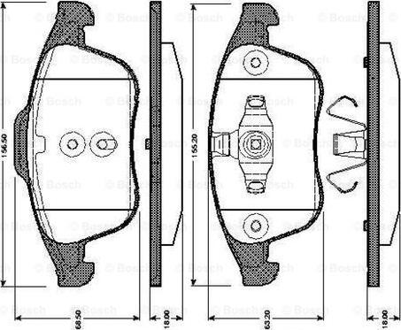 BOSCH 0 986 TB3 064 - Bremžu uzliku kompl., Disku bremzes adetalas.lv