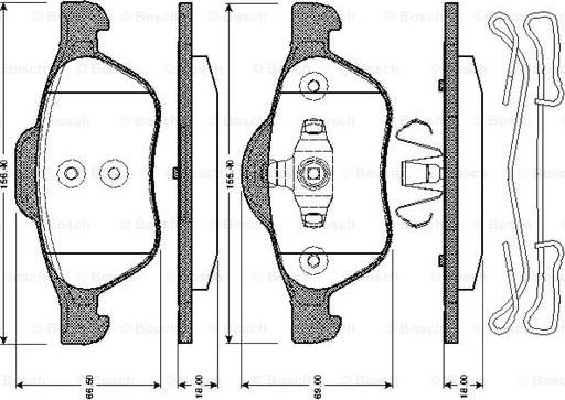 BOSCH 0 986 TB3 067 - Bremžu uzliku kompl., Disku bremzes adetalas.lv