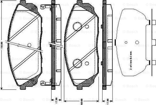 BOSCH 0 986 TB3 001 - Bremžu uzliku kompl., Disku bremzes adetalas.lv