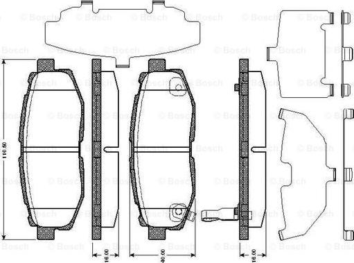 BOSCH 0 986 TB3 003 - Bremžu uzliku kompl., Disku bremzes adetalas.lv