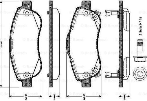 BOSCH 0 986 TB3 013 - Bremžu uzliku kompl., Disku bremzes adetalas.lv