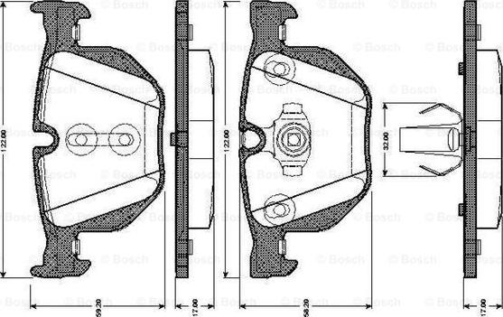 BOSCH 0 986 TB3 034 - Bremžu uzliku kompl., Disku bremzes adetalas.lv