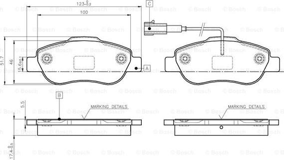 BOSCH 0 986 TB3 030 - Bremžu uzliku kompl., Disku bremzes adetalas.lv