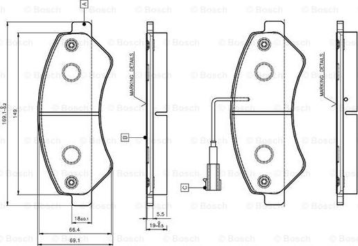 BOSCH 0 986 TB3 029 - Bremžu uzliku kompl., Disku bremzes adetalas.lv