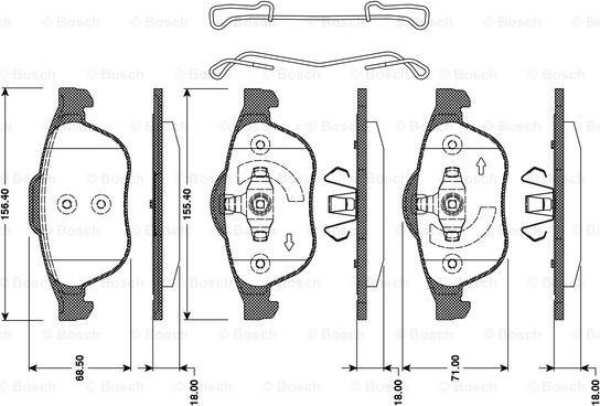 BOSCH 0 986 TB3 078 - Bremžu uzliku kompl., Disku bremzes adetalas.lv