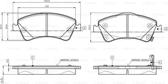 BOSCH 0 986 TB3 146 - Bremžu uzliku kompl., Disku bremzes adetalas.lv