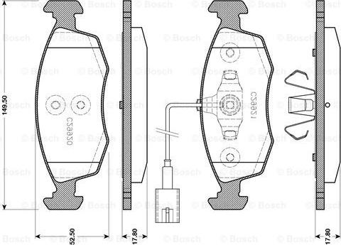 BOSCH 0 986 TB3 143 - Bremžu uzliku kompl., Disku bremzes adetalas.lv