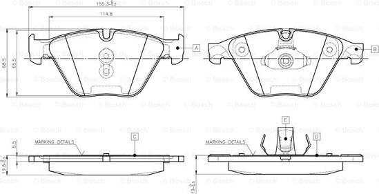 BOSCH 0 986 TB3 134 - Bremžu uzliku kompl., Disku bremzes adetalas.lv