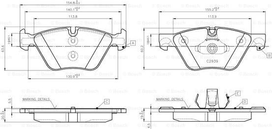 BOSCH 0 986 TB3 138 - Bremžu uzliku kompl., Disku bremzes adetalas.lv