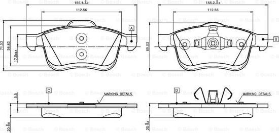 BOSCH 0 986 TB3 133 - Bremžu uzliku kompl., Disku bremzes adetalas.lv