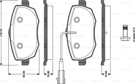 BOSCH 0 986 TB3 129 - Bremžu uzliku kompl., Disku bremzes adetalas.lv