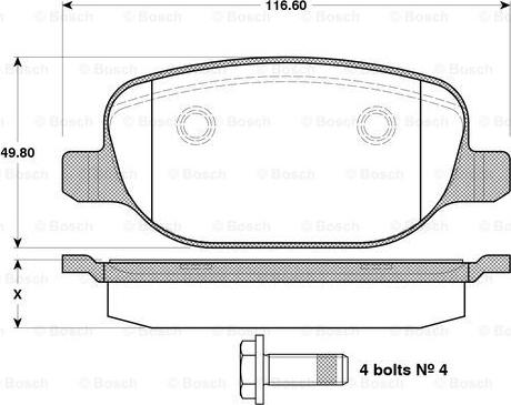 BOSCH 0 986 TB3 122 - Bremžu uzliku kompl., Disku bremzes adetalas.lv