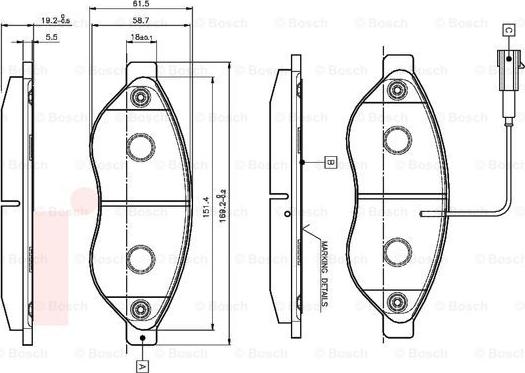 BOSCH 0 986 TB2 944 - Bremžu uzliku kompl., Disku bremzes adetalas.lv