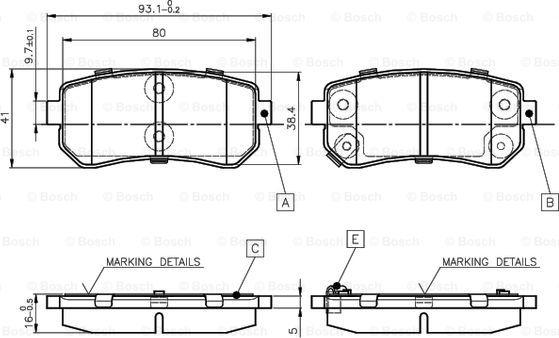 BOSCH 0 986 TB2 975 - Bremžu uzliku kompl., Disku bremzes adetalas.lv