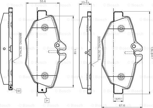 BOSCH 0 986 TB2 450 - Bremžu uzliku kompl., Disku bremzes adetalas.lv