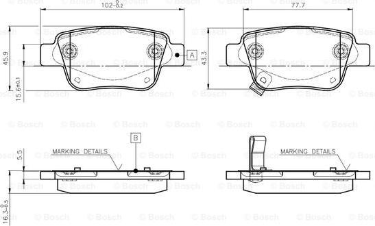 BOSCH 0 986 TB2 464 - Bremžu uzliku kompl., Disku bremzes adetalas.lv