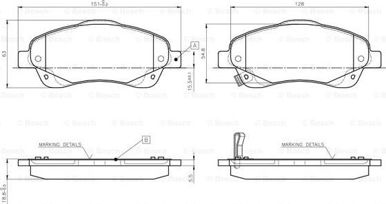 BOSCH 0 986 TB2 463 - Bremžu uzliku kompl., Disku bremzes adetalas.lv