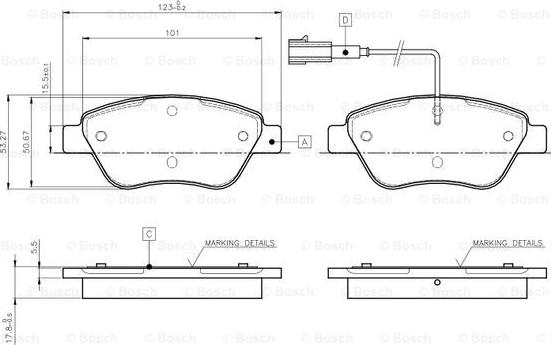 BOSCH 0 986 TB2 414 - Bremžu uzliku kompl., Disku bremzes adetalas.lv