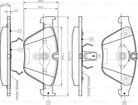 BOSCH 0 986 TB2 413 - Bremžu uzliku kompl., Disku bremzes adetalas.lv