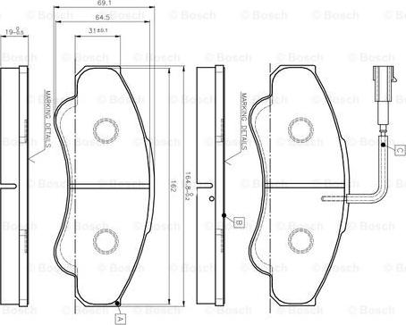 BOSCH 0 986 TB2 431 - Bremžu uzliku kompl., Disku bremzes adetalas.lv