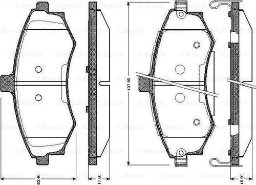 BOSCH 0 986 TB2 423 - Bremžu uzliku kompl., Disku bremzes adetalas.lv